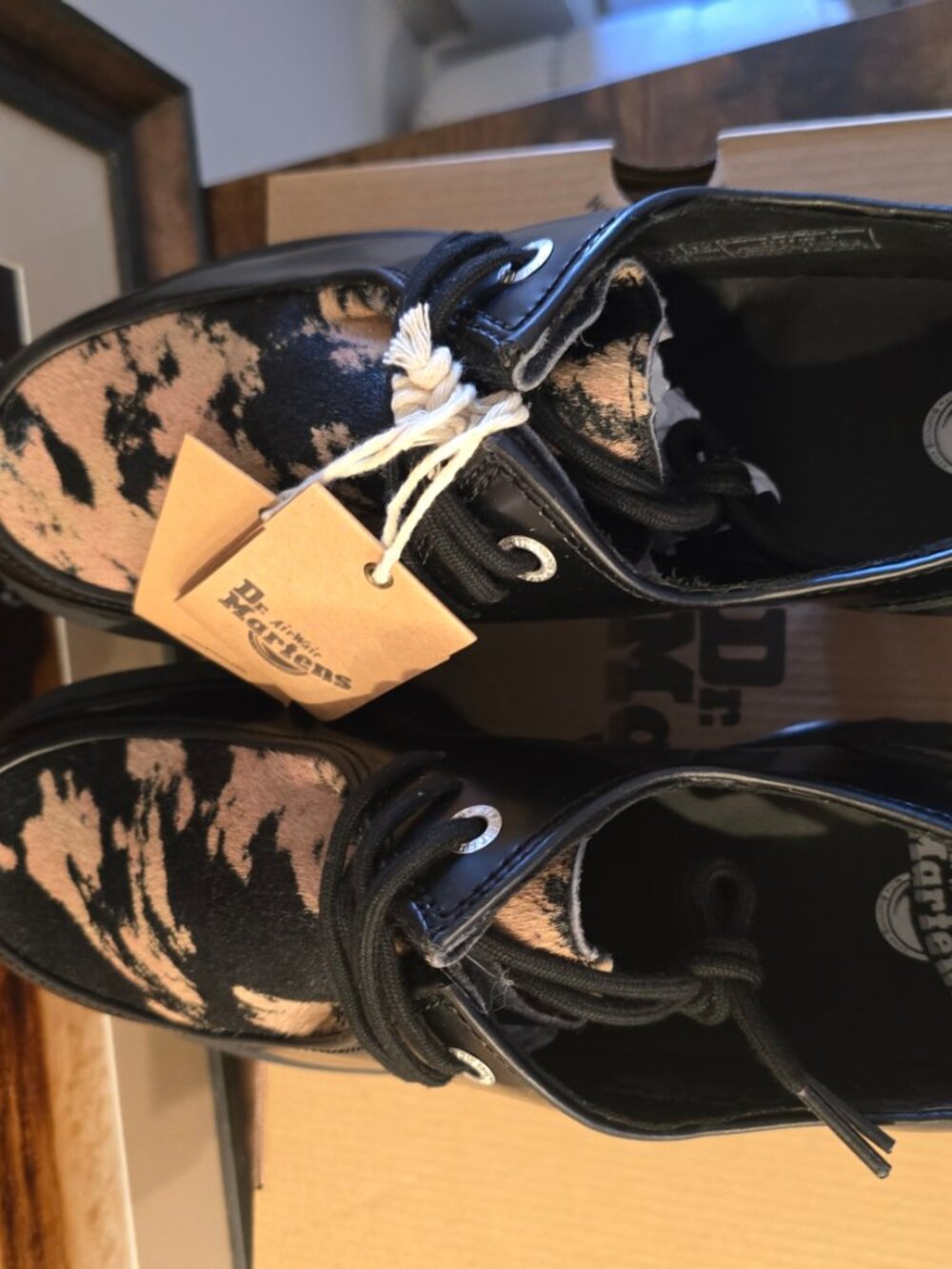 Dr. Martens Zeffir 3I Bex Buttero Hair On Black Leather Shoes Men's Sz 12 US NEW - Picture 8 of 14